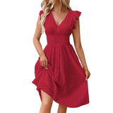 Broderie V-Neck Midi Dress