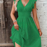Broderie V-Neck Midi Dress