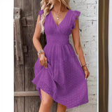 Broderie V-Neck Midi Dress