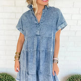 Denim Tiered Shirt Dress