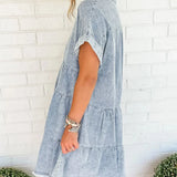 Denim Tiered Shirt Dress