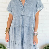 Denim Tiered Shirt Dress