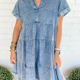 Denim Tiered Shirt Dress