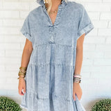 Denim Tiered Shirt Dress
