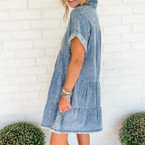 Denim Tiered Shirt Dress