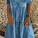 Denim Button Front Shirt Dress