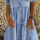 Denim Button Front Shirt Dress