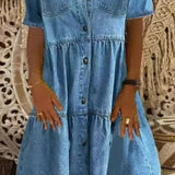 Denim Button Front Shirt Dress
