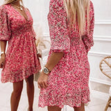 Floral V-Neck Mini Dress