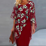 Floral Overlay Midi Dress