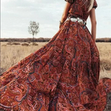 Bohemian Printed Wrap Maxi Dress