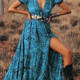 Bohemian Printed Wrap Maxi Dress