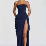 Strapless Draped Maxi Dress