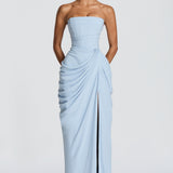 Strapless Draped Maxi Dress
