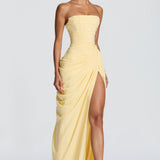 Strapless Draped Maxi Dress