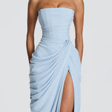 Strapless Draped Maxi Dress
