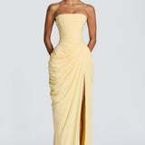 Strapless Draped Maxi Dress