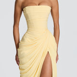 Strapless Draped Maxi Dress