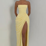 Strapless Draped Maxi Dress