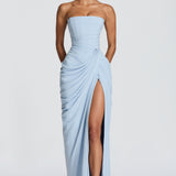 Strapless Draped Maxi Dress