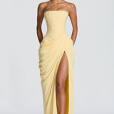 Strapless Draped Maxi Dress