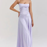 Square Neck Satin Maxi Dress