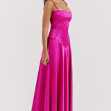 Square Neck Satin Maxi Dress