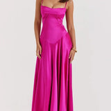 Square Neck Satin Maxi Dress