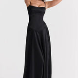 Square Neck Satin Maxi Dress