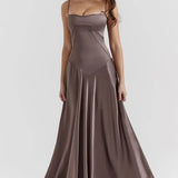 Square Neck Satin Maxi Dress