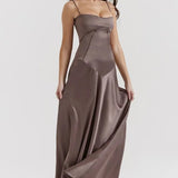 Square Neck Satin Maxi Dress