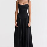 Square Neck Satin Maxi Dress