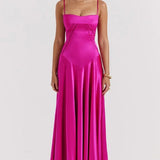 Square Neck Satin Maxi Dress