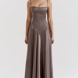 Square Neck Satin Maxi Dress