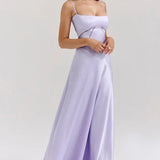 Square Neck Satin Maxi Dress
