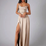 Strapless Satin Maxi Dress