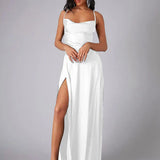 Strapless Satin Maxi Dress