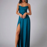 Strapless Satin Maxi Dress