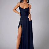Strapless Satin Maxi Dress