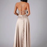 Strapless Satin Maxi Dress