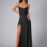 Strapless Satin Maxi Dress