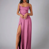 Strapless Satin Maxi Dress
