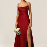 Strapless Satin Maxi Dress