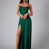 Strapless Satin Maxi Dress
