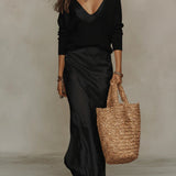 Satin V-Neck Slip Maxi Dress