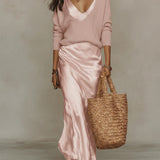 Satin V-Neck Slip Maxi Dress
