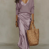 Satin V-Neck Slip Maxi Dress