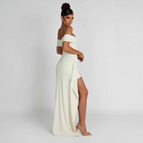 Women's Off Shoulder High Split Maxi Dress