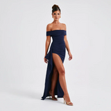 Women's Off Shoulder Side Slit Maxi Dress