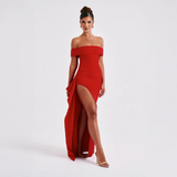 Women's Off Shoulder High Split Maxi Dress
